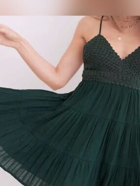 Aerie knitted top dark green sun dress Size Small PERCECT FOR SUMMER DRESS